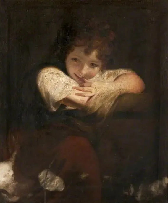 Dziewczyna oparta o piedestał (Dziewczyna, która się śmieje) - Joshua Reynolds