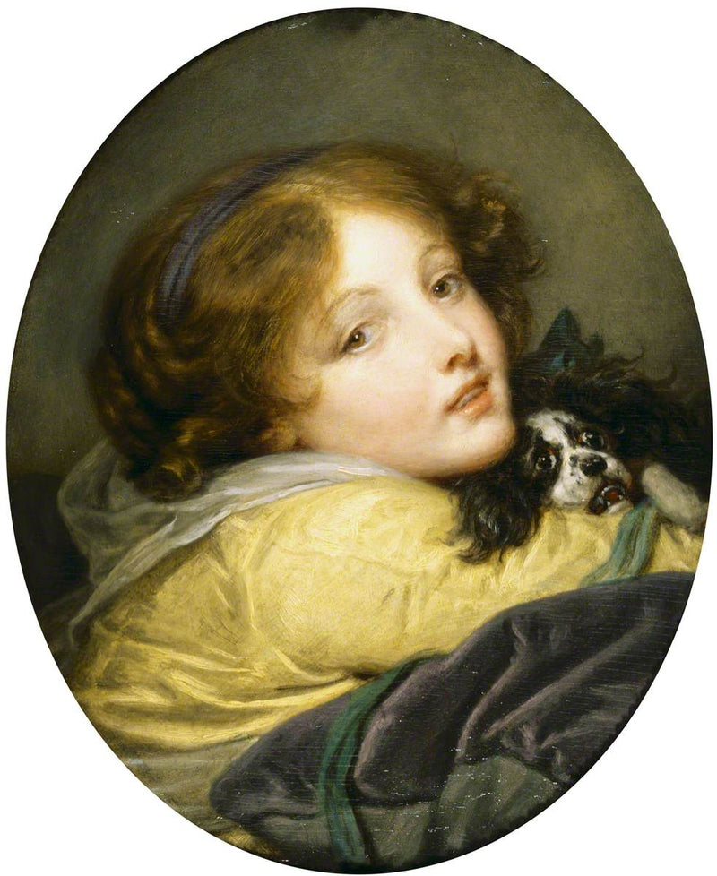 Dziewczyna trzymająca spaniela - Jean-Baptiste Greuze