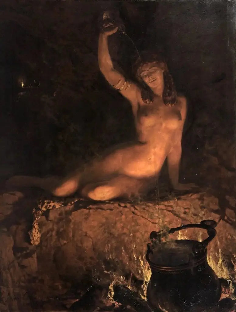 Reproduction du tableau « Une incantation - John Collier » par Alpha Reproduction en peinture à l’huile