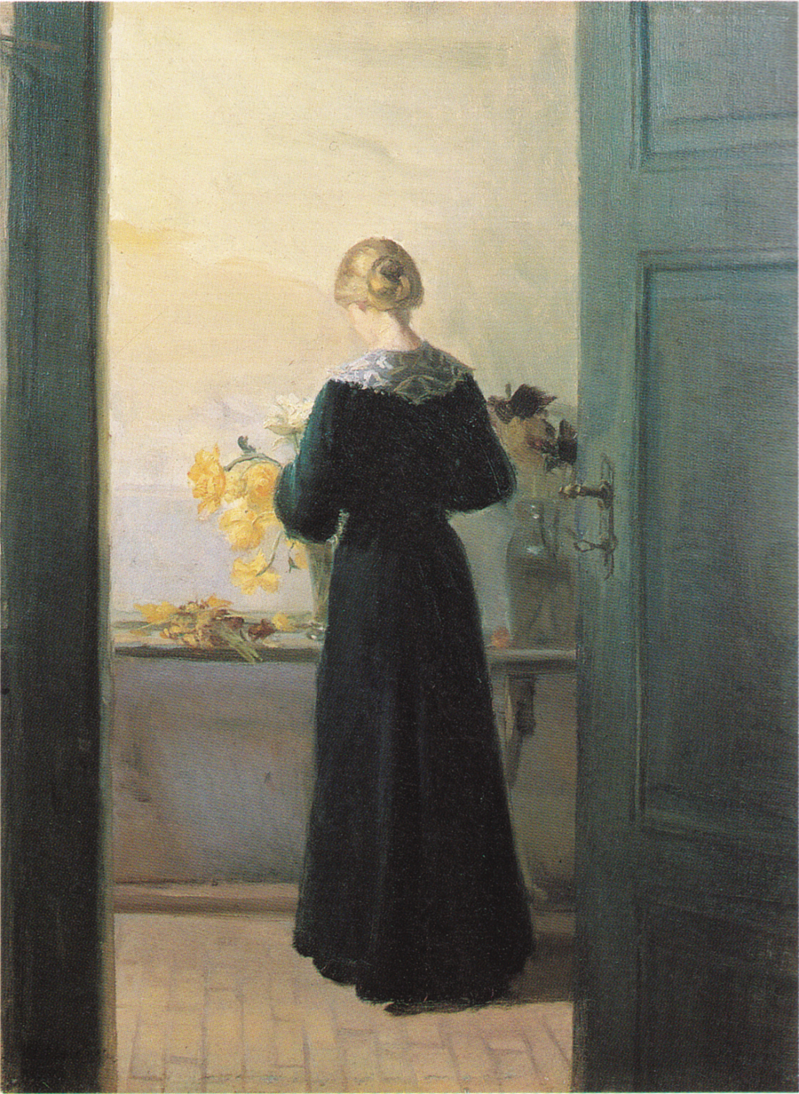 Młoda kobieta układa kwiaty - Anna Ancher