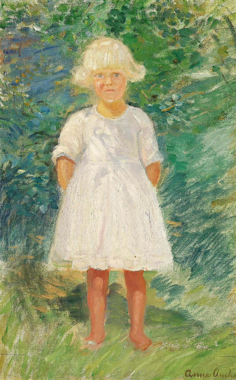 Młoda dziewczyna w ogrodzie. - Anna Ancher