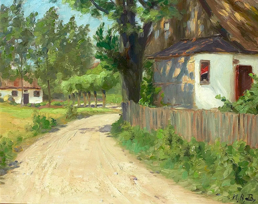 Letni dzień w wiosce w Jutlandii. - H. A. Brendekilde