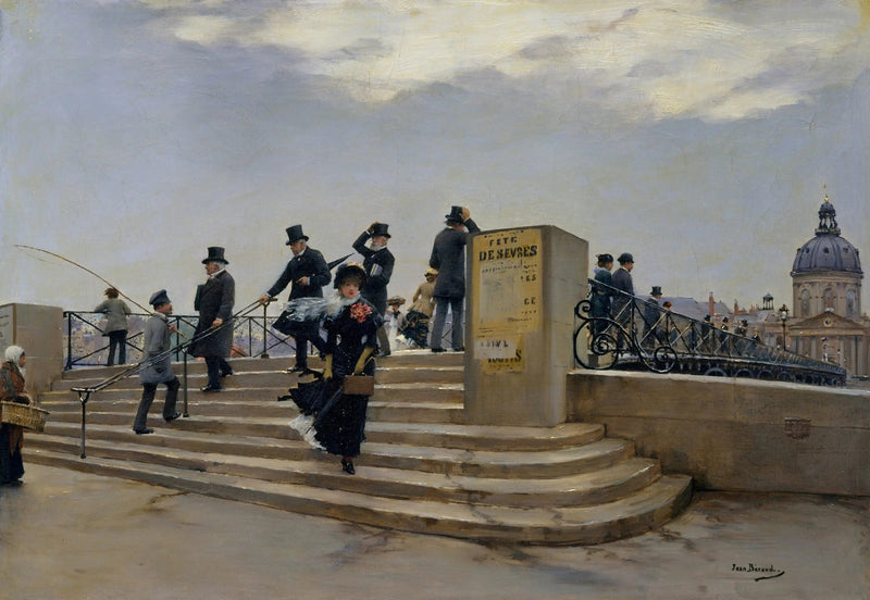 Wietrzny dzień na Moście Sztuk - Jean Béraud