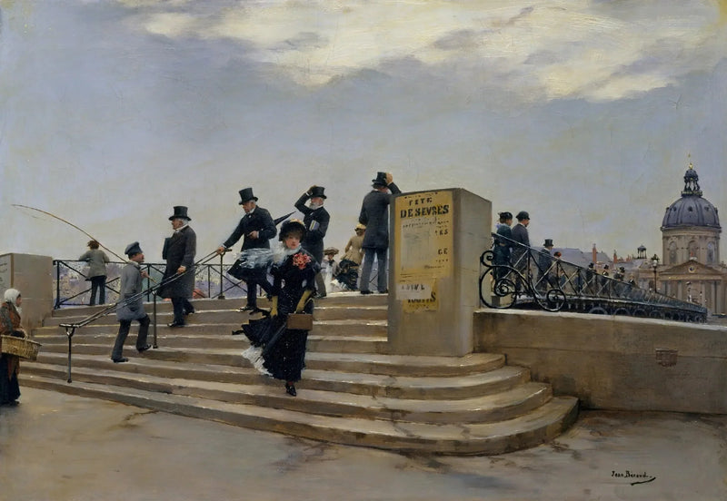 Wietrzny dzień na Moście Sztuk - Jean Béraud