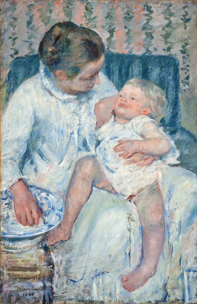 Matka gotowa do umycia swojego śpiącego dziecka - Mary Cassatt