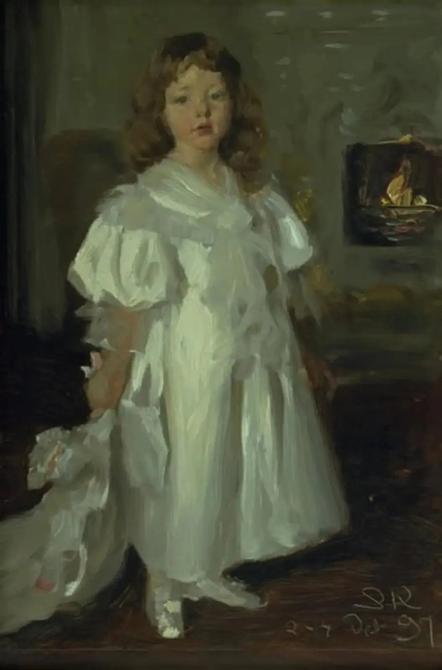 Mała dziewczynka, Helga Melchior, w długiej sukni - Peder Severin Krøyer