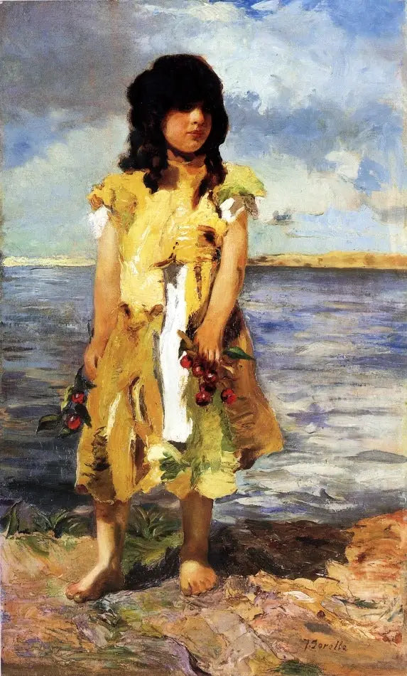 Mała cyganka z wiśniami (Dziewczyna na plaży). - Joaquín Sorolla