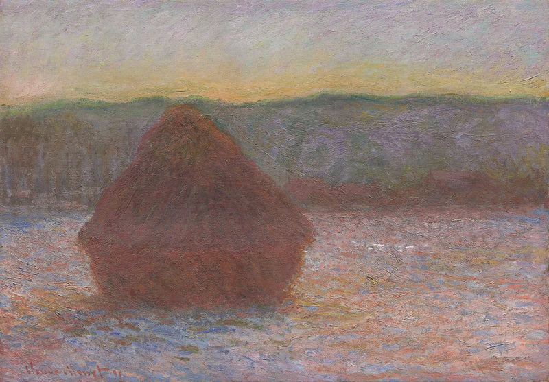 Stos zboża (śniadanie, zachód słońca) - Claude Monet