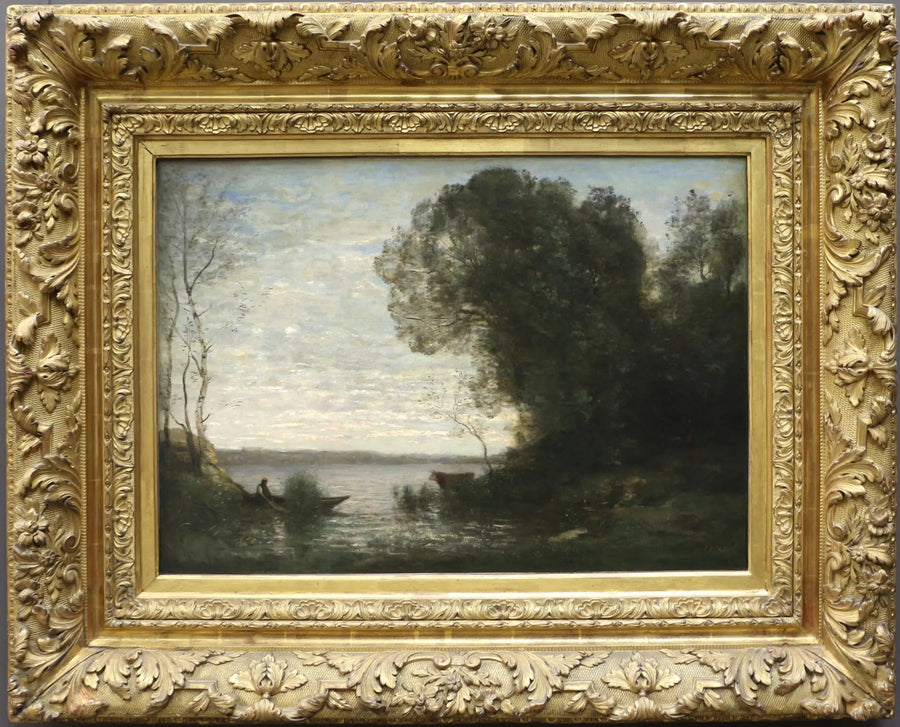 Wieczór. Statek zacumowany - Jean-Baptiste Camille Corot