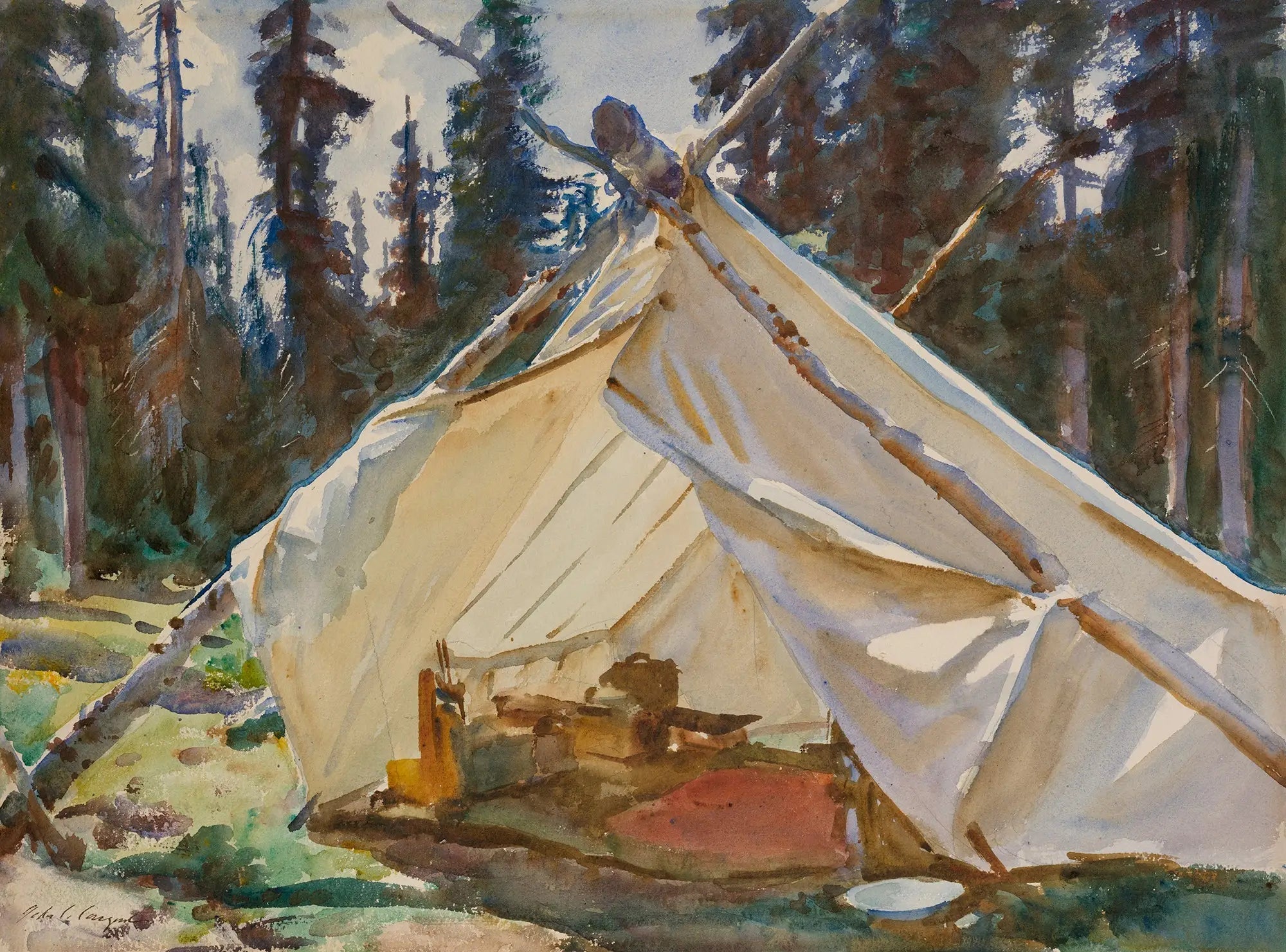 Reproduction du tableau « Une tente dans les Rocheuses - John Singer Sargent » par Alpha Reproduction en peinture à l’huile