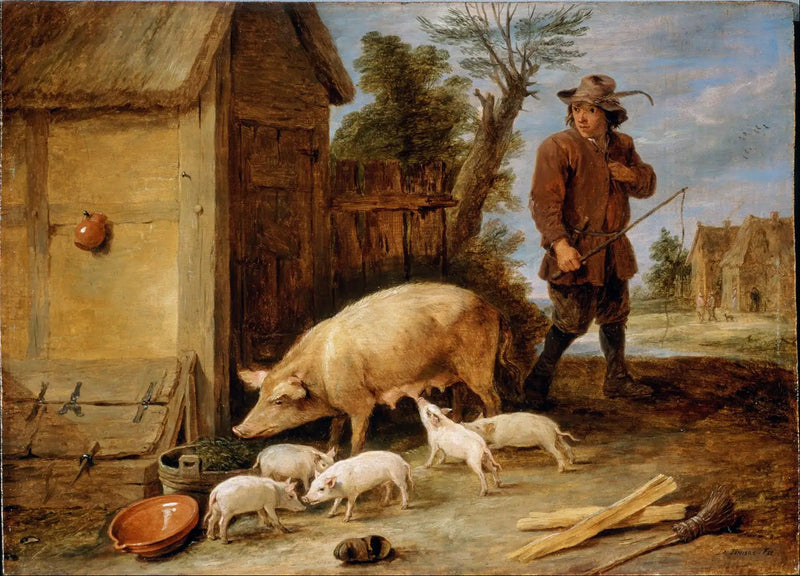 Kura i jej miot - David Teniers Młodszy