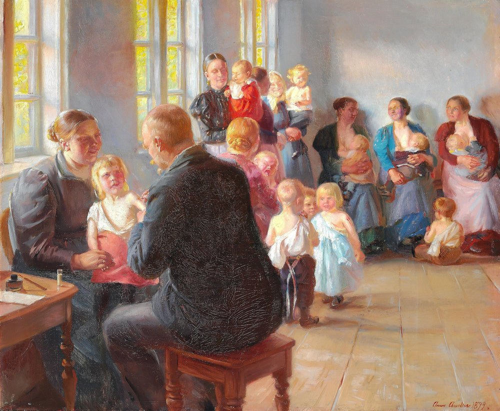 Une vaccination - Anna Ancher image 1 copie de tableau peinte à la main