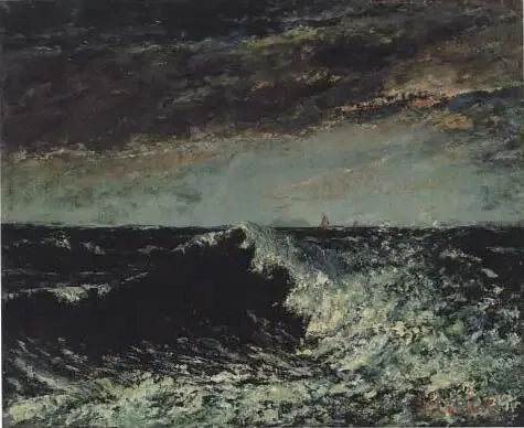 Fala rozbijająca się pod burzowymi chmurami - Gustave Courbet