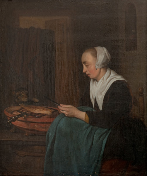 Une vendeuse endormie - Gabriel Metsu image 1 copie peinte à la main à l’huile