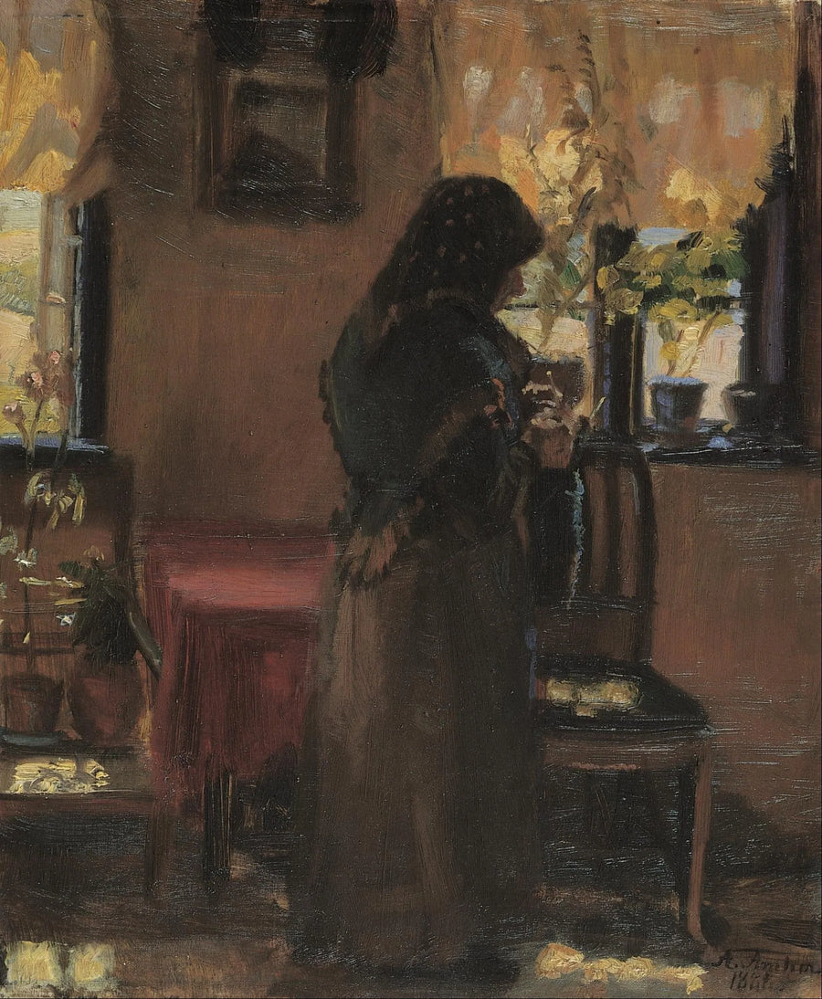 Stara dama w swoim pokoju. - Anna Ancher