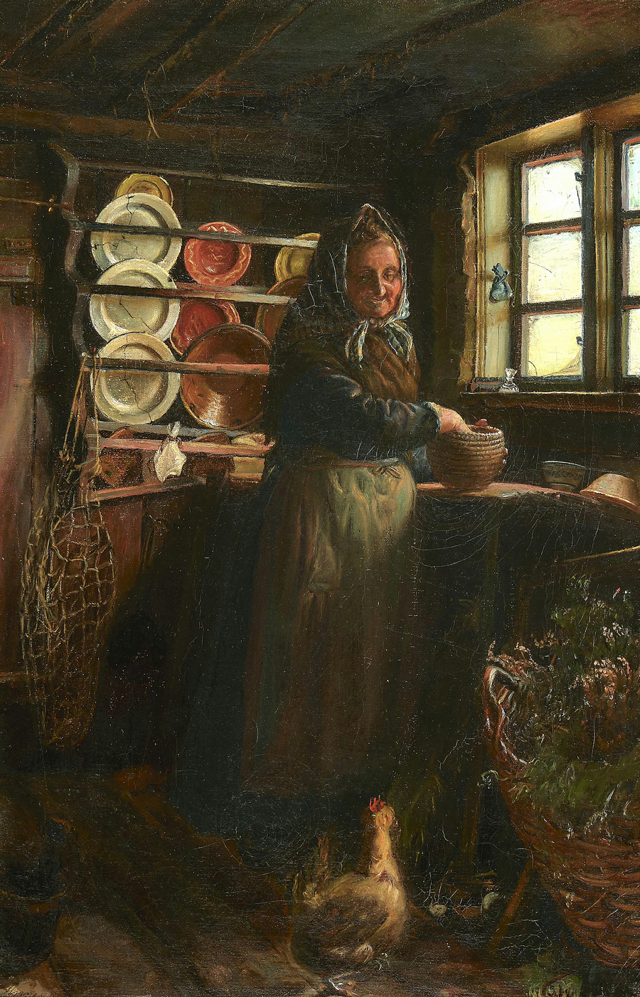 Stara kobieta w swojej kuchni. - Anna Ancher