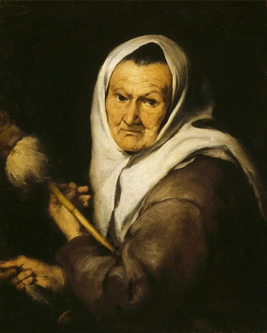 Stara kobieta trzymająca kołowrotek i wrzeciono - Bartolomé Esteban Murillo