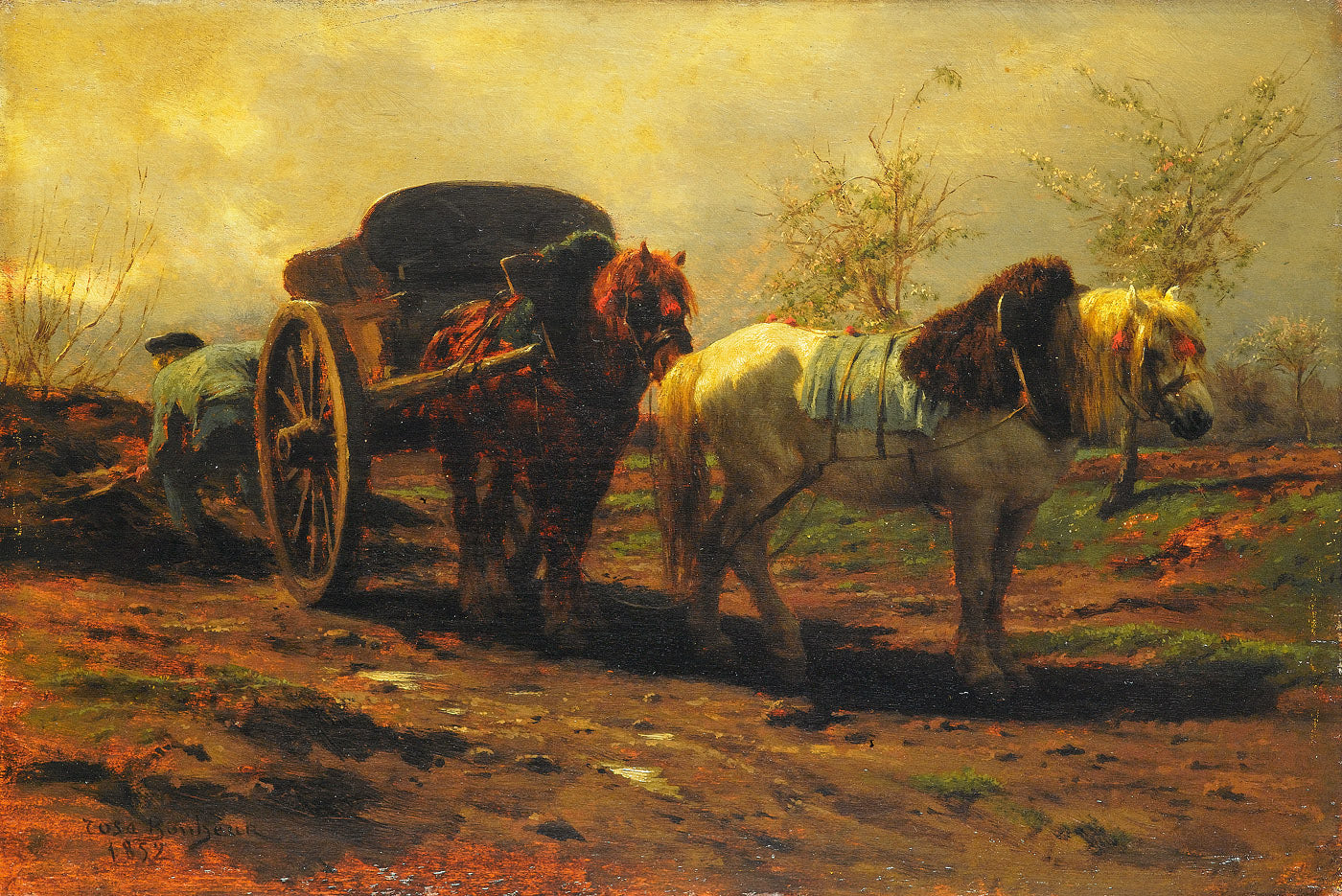 Une voiture avec deux chevaux - Rosa Bonheur - Alpha Reproduction