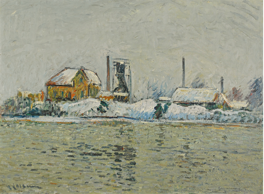Fabryka nad Oise, efekt śniegu - Gustave Loiseau