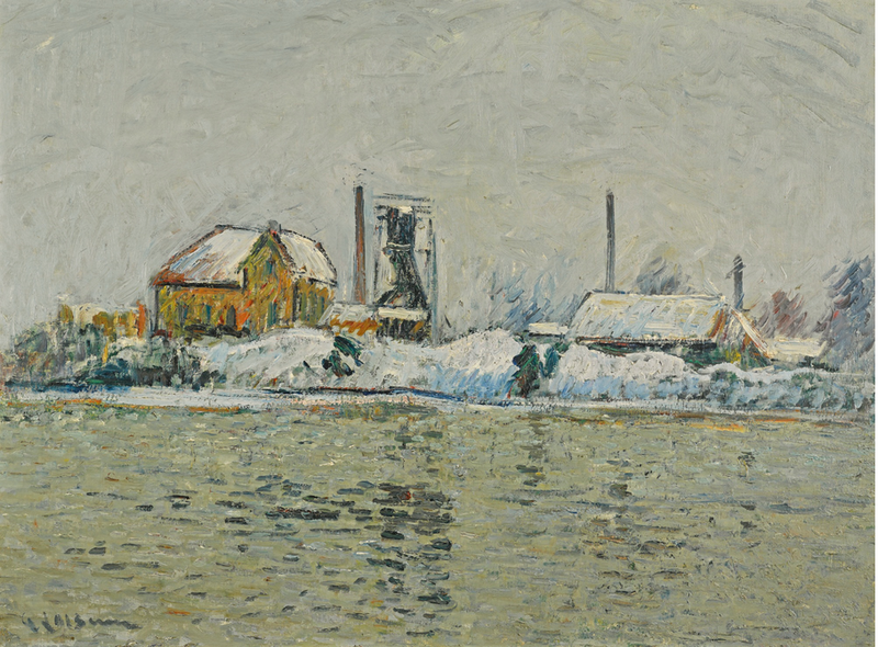 Fabryka nad Oise, efekt śniegu - Gustave Loiseau