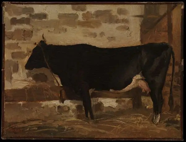 Krowa w stodole - Jean-Baptiste Camille Corot