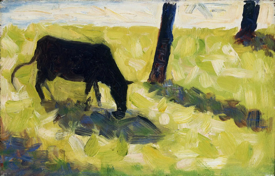 Czarna krowa na łące - Georges Seurat