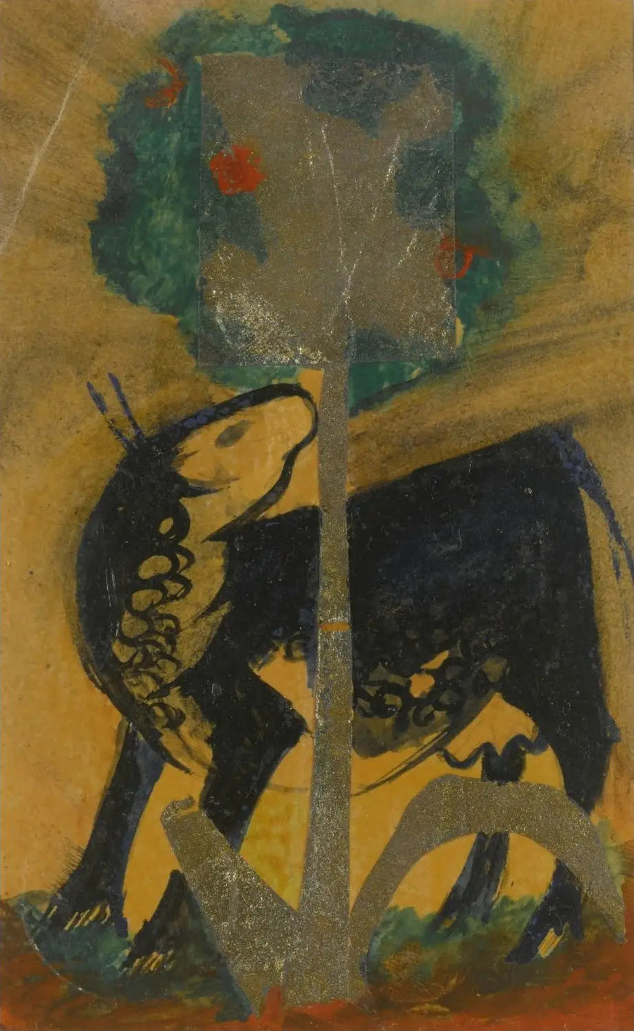 Czarna krowa za drzewem - Franz Marc