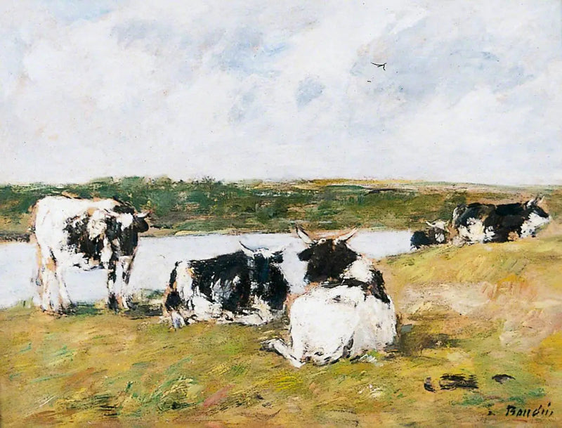 Krowy nad rzeką - Eugène Boudin