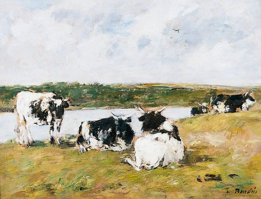 Krowy nad rzeką - Eugène Boudin