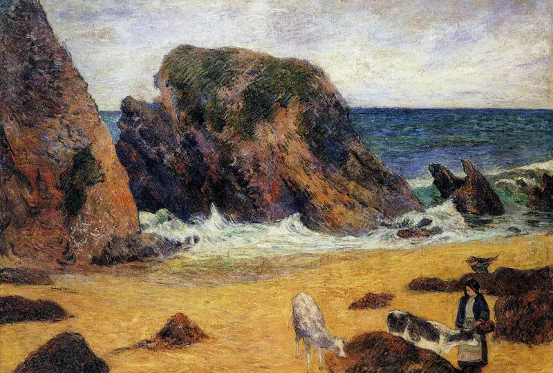Vaches au bord de la mer - Paul Gauguin image 1 copie de tableau peinte à la main