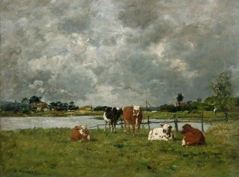 Krowy na polu pod burzowym niebem, 1877 - Eugène Boudin