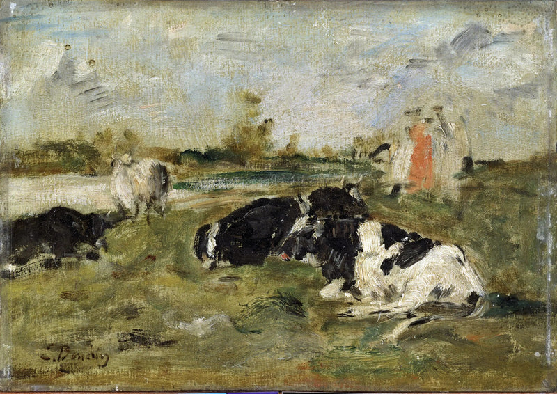 Krowy na łące - Eugène Boudin