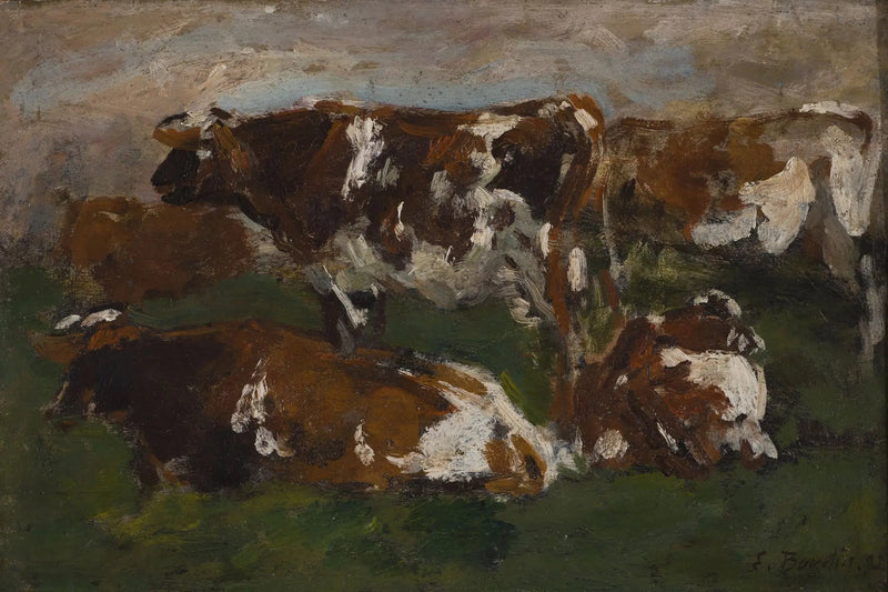 Krowy wzdłuż Touques - Eugène Boudin