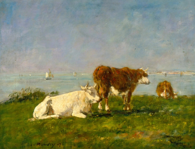 Krowy pasące się nad morzem - Eugène Boudin