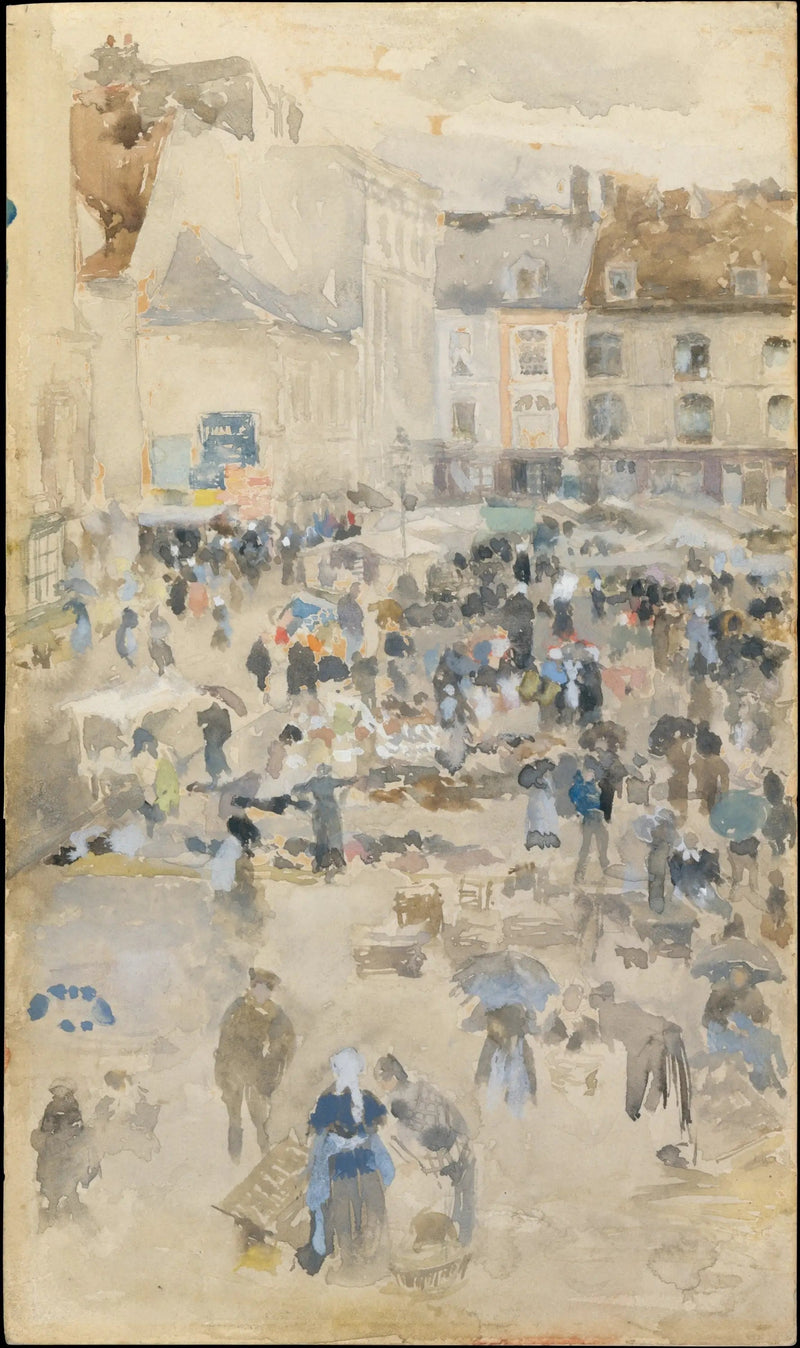 Fioletowe i szare wariacje — Place du Marché, Dieppe - James Abbott McNeill Whistler