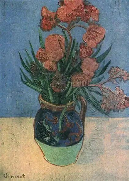 Wazon z różowymi laurowymi liśćmi - Vincent van Gogh