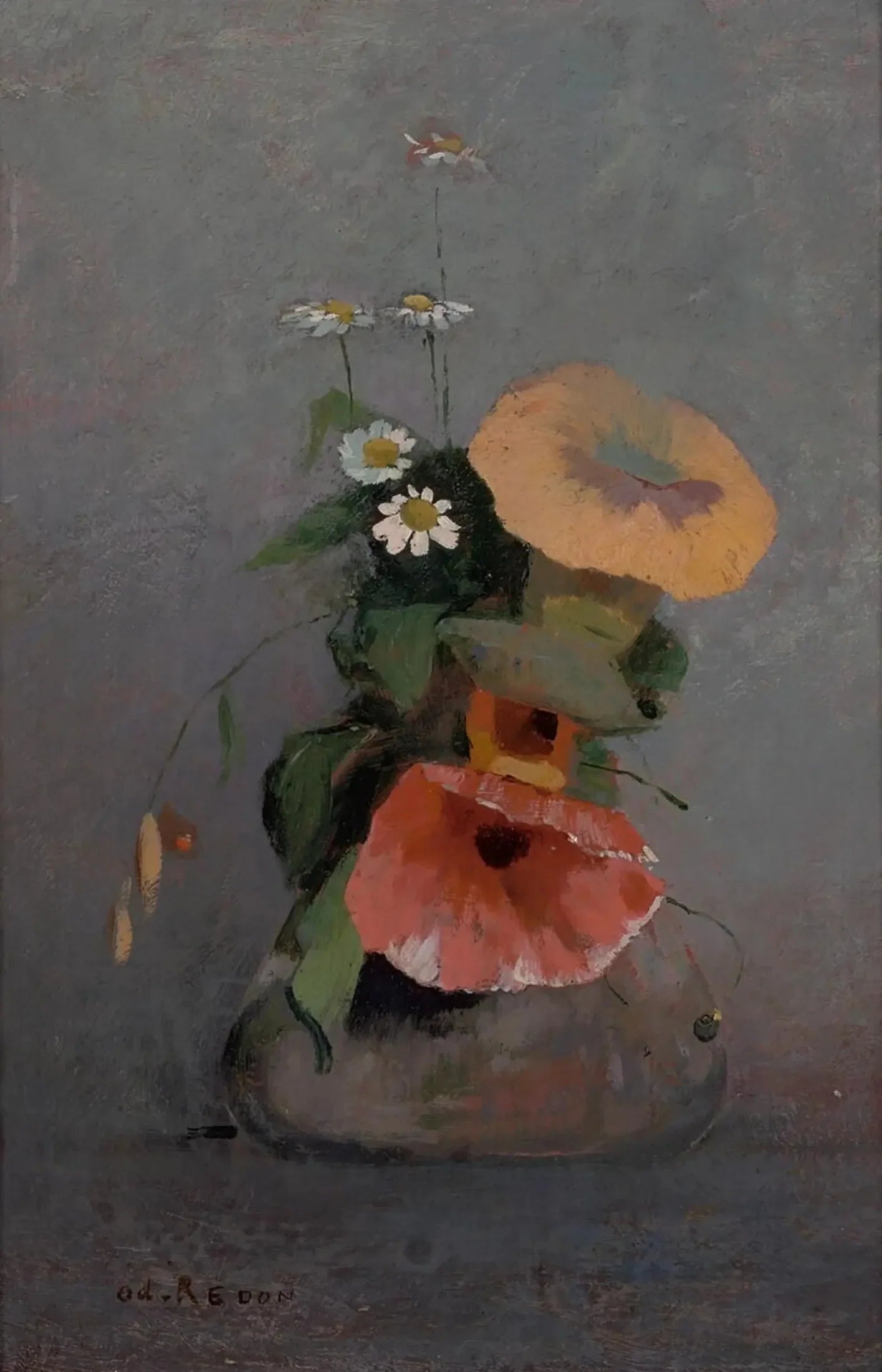Vase avec liseron et camomille - Odilon Redon image 1 tableau peint à l’huile sur toile