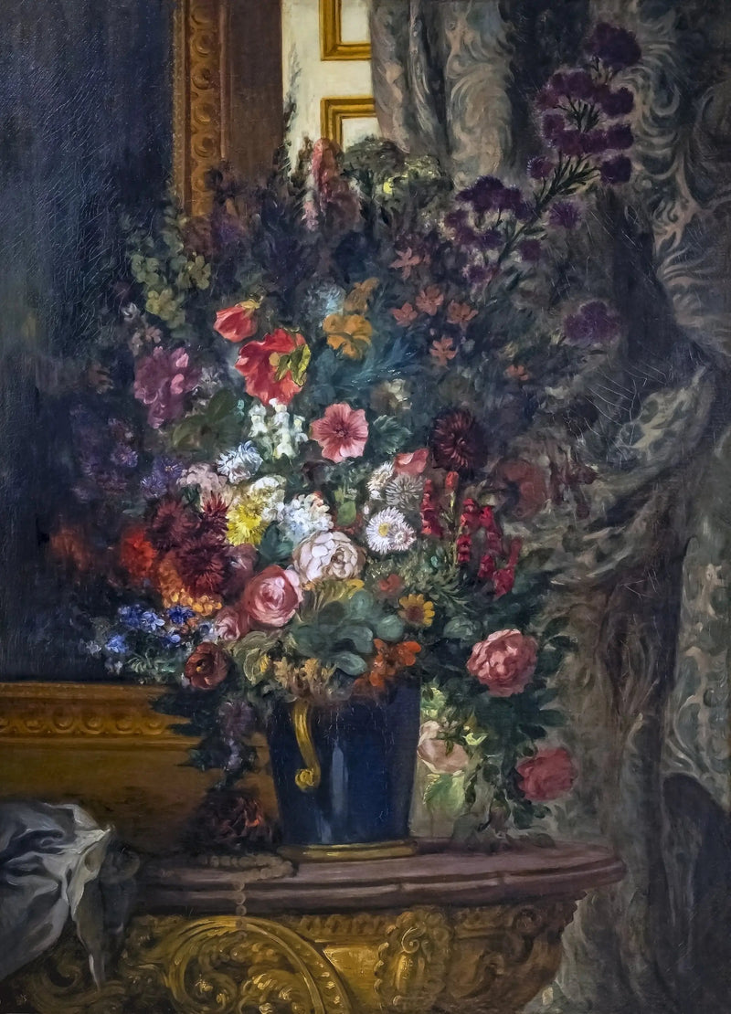 Wazon z kwiatami na konsoli - Eugène Delacroix