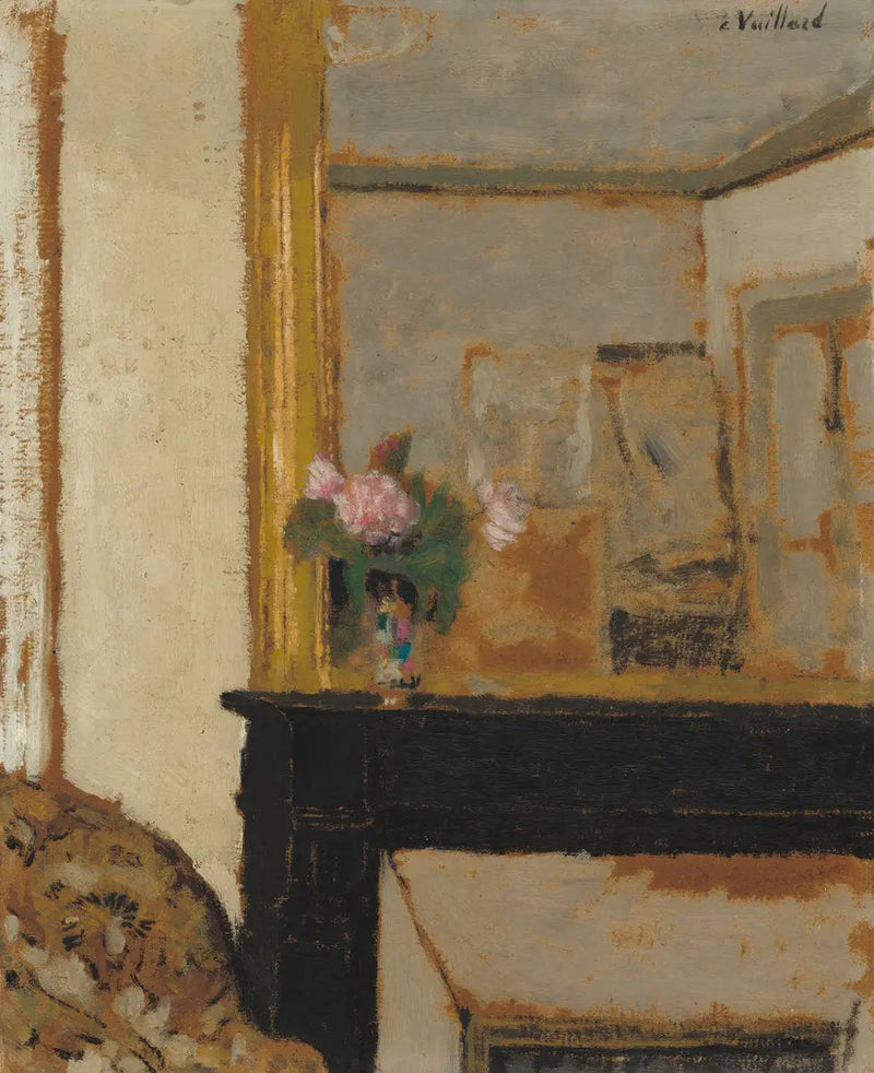 Wazon z kwiatami na kominku - Édouard Vuillard