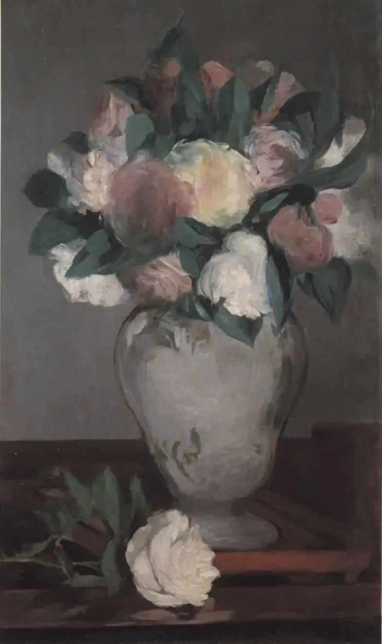 Wazon z piwoniami na lakierowanej tacy - Édouard Manet