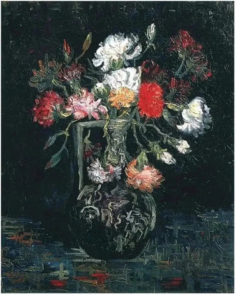 Wazon z białymi i czerwonymi goździkami - Vincent van Gogh
