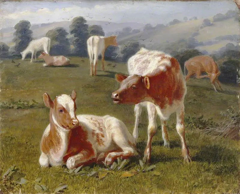 Byki na pastwisku - Briton Rivière
