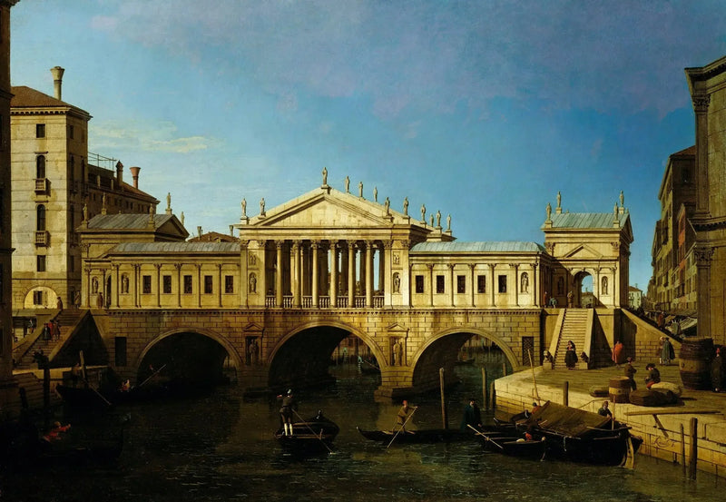 Wenecja: capriccio z rysunkiem palladiańskim dla Rialto - Canaletto