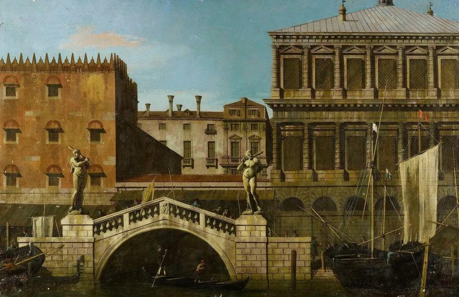 Wenecja: capriccio Zecca i magazynów z mostem della Pescaria - Canaletto