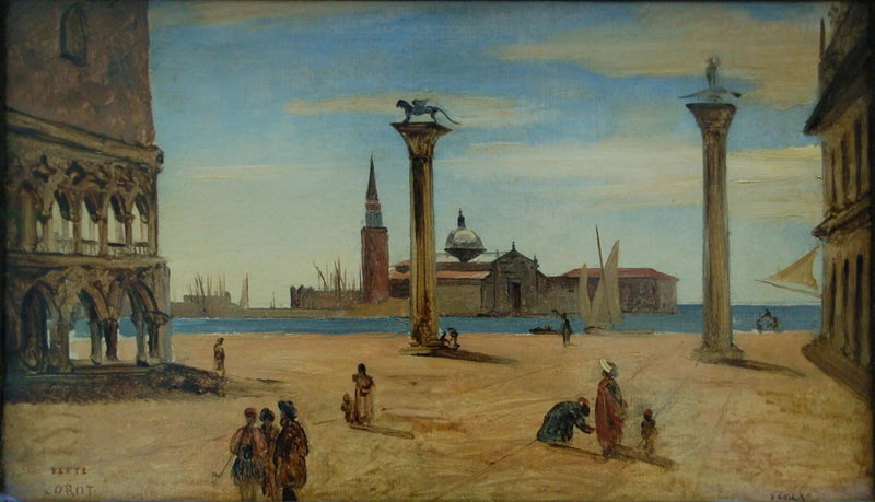 Wenecja, mała plac - Jean-Baptiste Camille Corot
