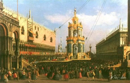 Venise, le festival Giovedi Grasso sur la Piazzetta - Giovanni Antonio Canal - Reproductions de tableaux et peintures haut de gamme