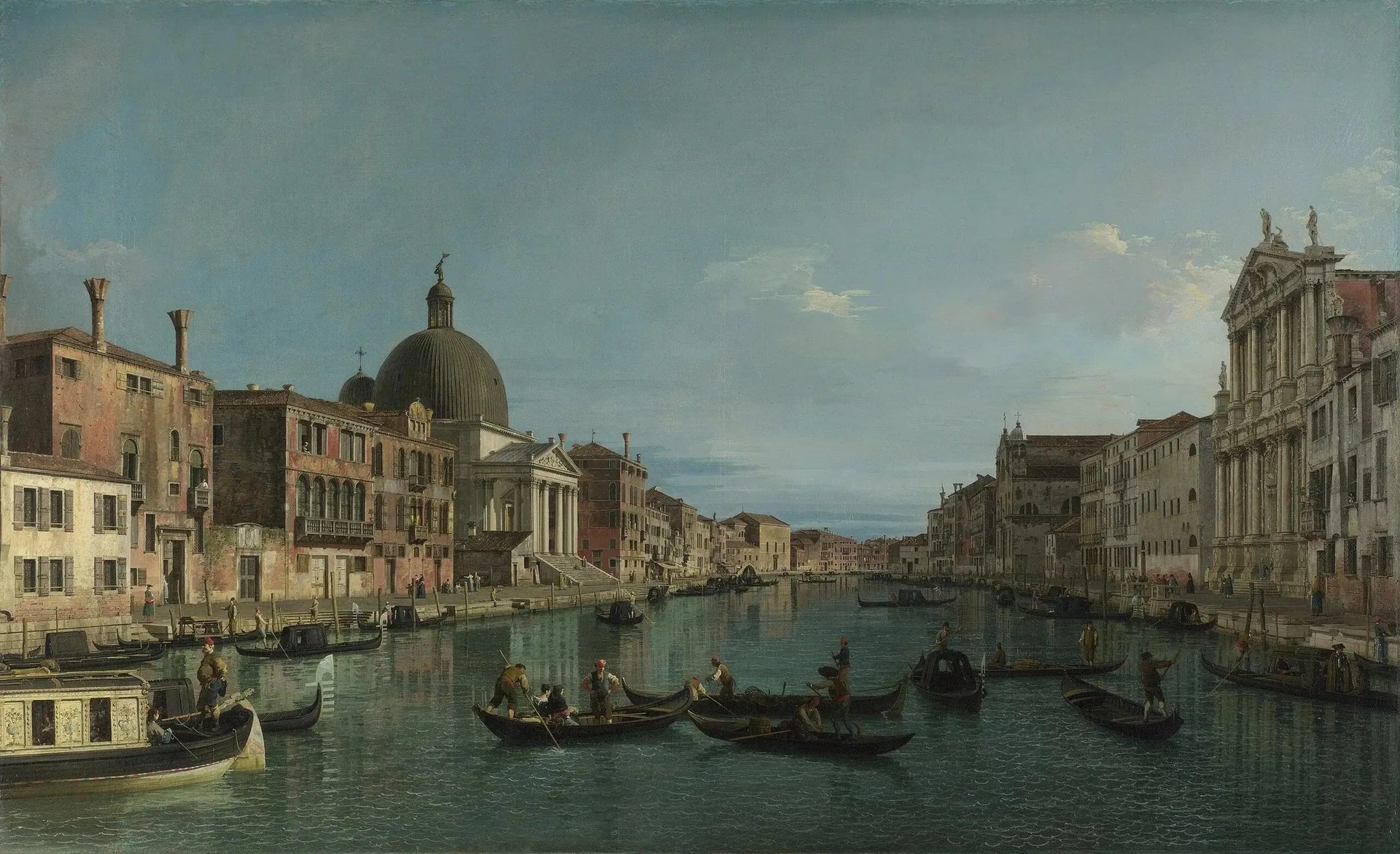 Venise : le Grand Canal avec San Simeone Piccolo - Canaletto image 1 copie peinte à la main à l’huile