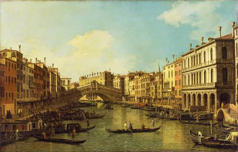 Wenecja: Wielki Kanał pałacu Dolfin-Manin w kierunku mostu Rialto - Canaletto