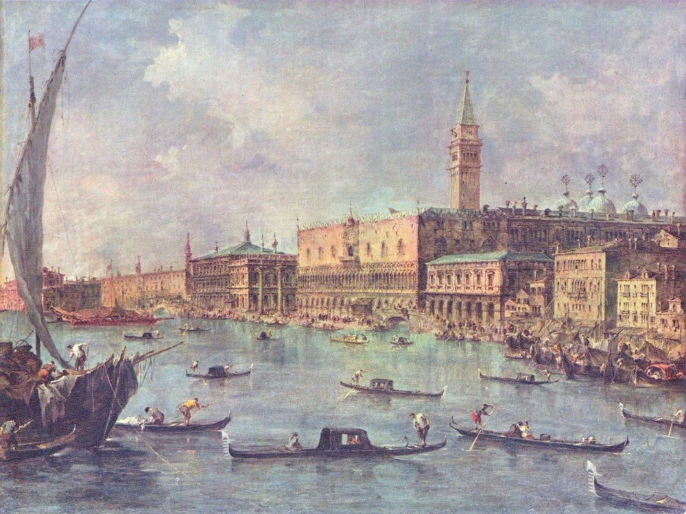 Venise : le Palais des Doges et le Molo - Francesco Guardi image 1 copie peinte à la main à l’huile