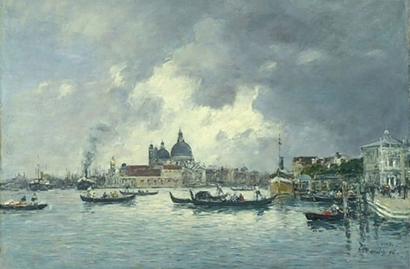 Wenecja, wieczorem. Nabrzeże Niewolników i Salute - Eugène Boudin